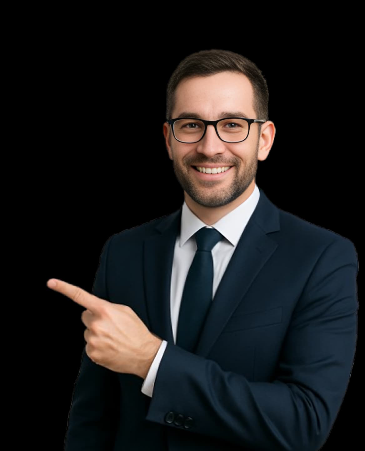 Professional pointing at data